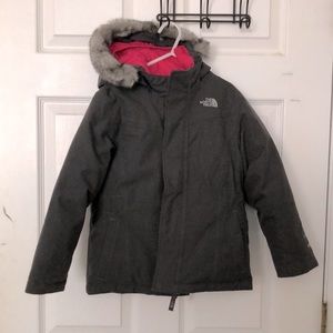 The North Face little girl’s down filled charcoal gray coat 6